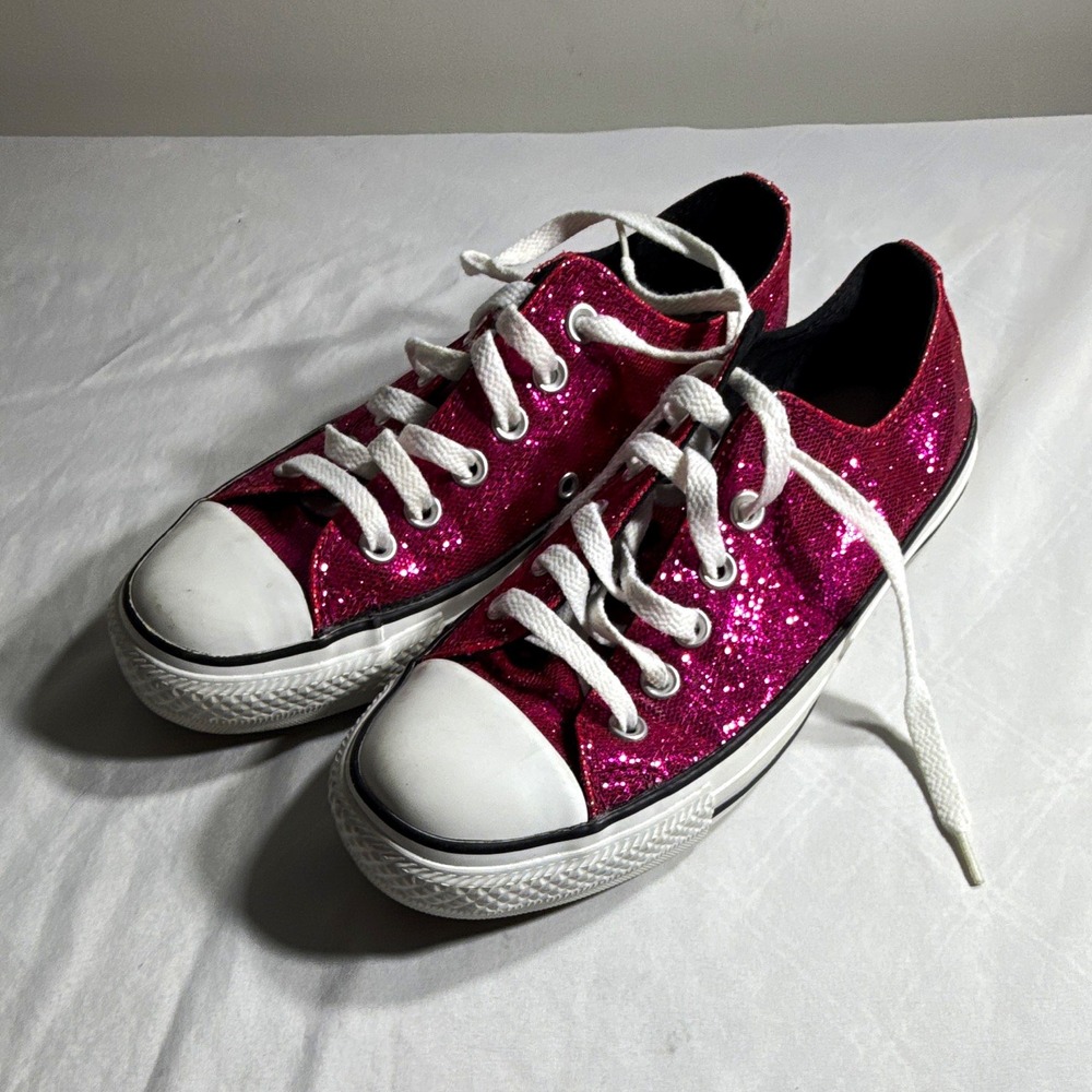 Converse All Star Pink Sequin Low Top Sneaker 514784F Womens 7 Rare